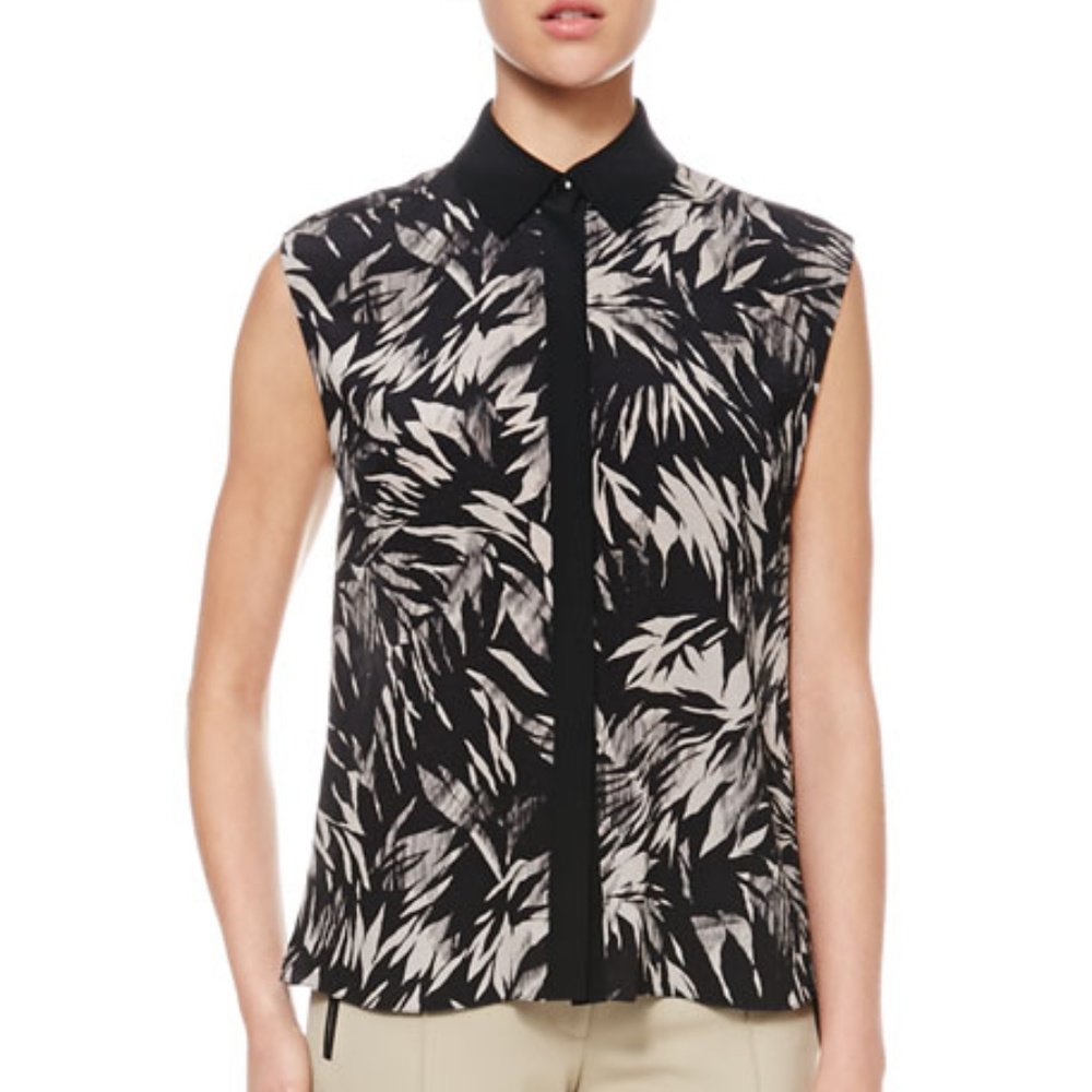 Botanical Cutaway-back Blouse in Black